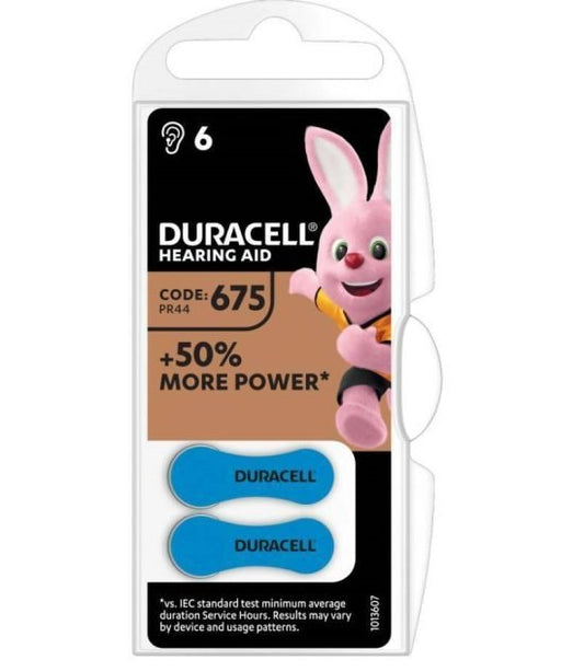 DURACELL HEARING AID CODE: 675 PR44 1,45V ZINC AIR 6PZ