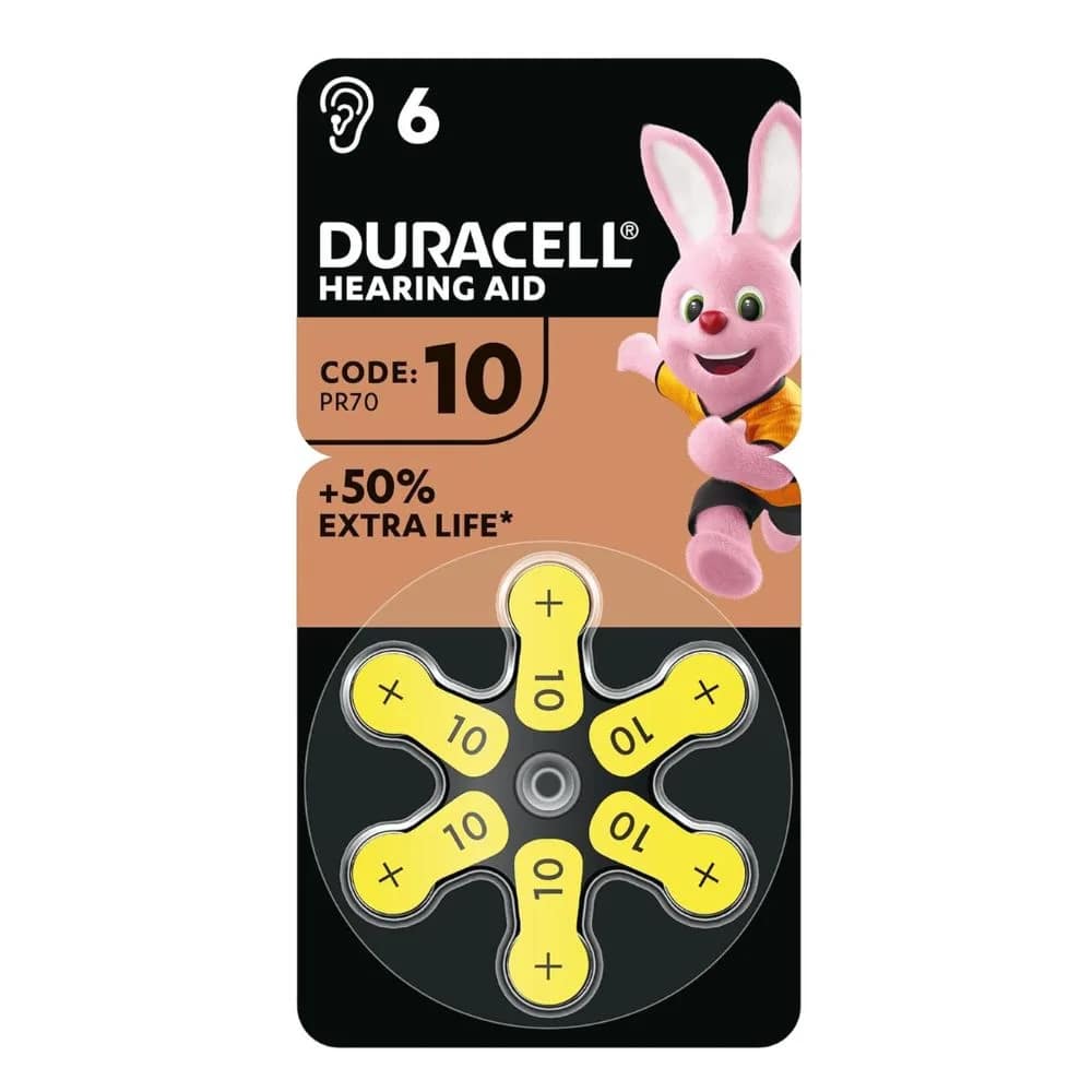 DURACELL HEARING AID CODE: 10 PR70 1,45V ZINC AIR 6PZ