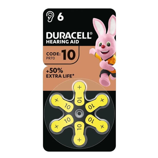 DURACELL HEARING AID CODE: 10 PR70 1,45V ZINC AIR 6PZ