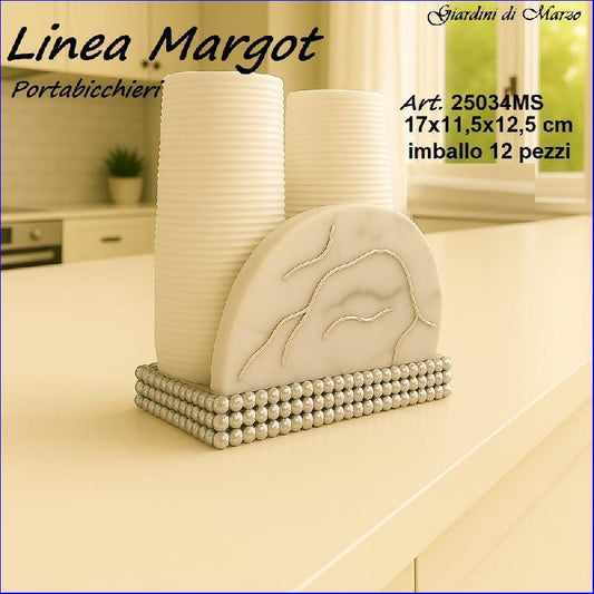 GIARDINI DI MARZO LINEA MARGOT MARMO SILVER PORTABICCHIERI CM.17X11,5X12,5 ART.25034MS