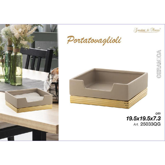 GIARDINI DI MARZO QUADRATO GOLD PORTATOVAGLIOLI CM.19,5X19,5X7,3H ART.25033QG