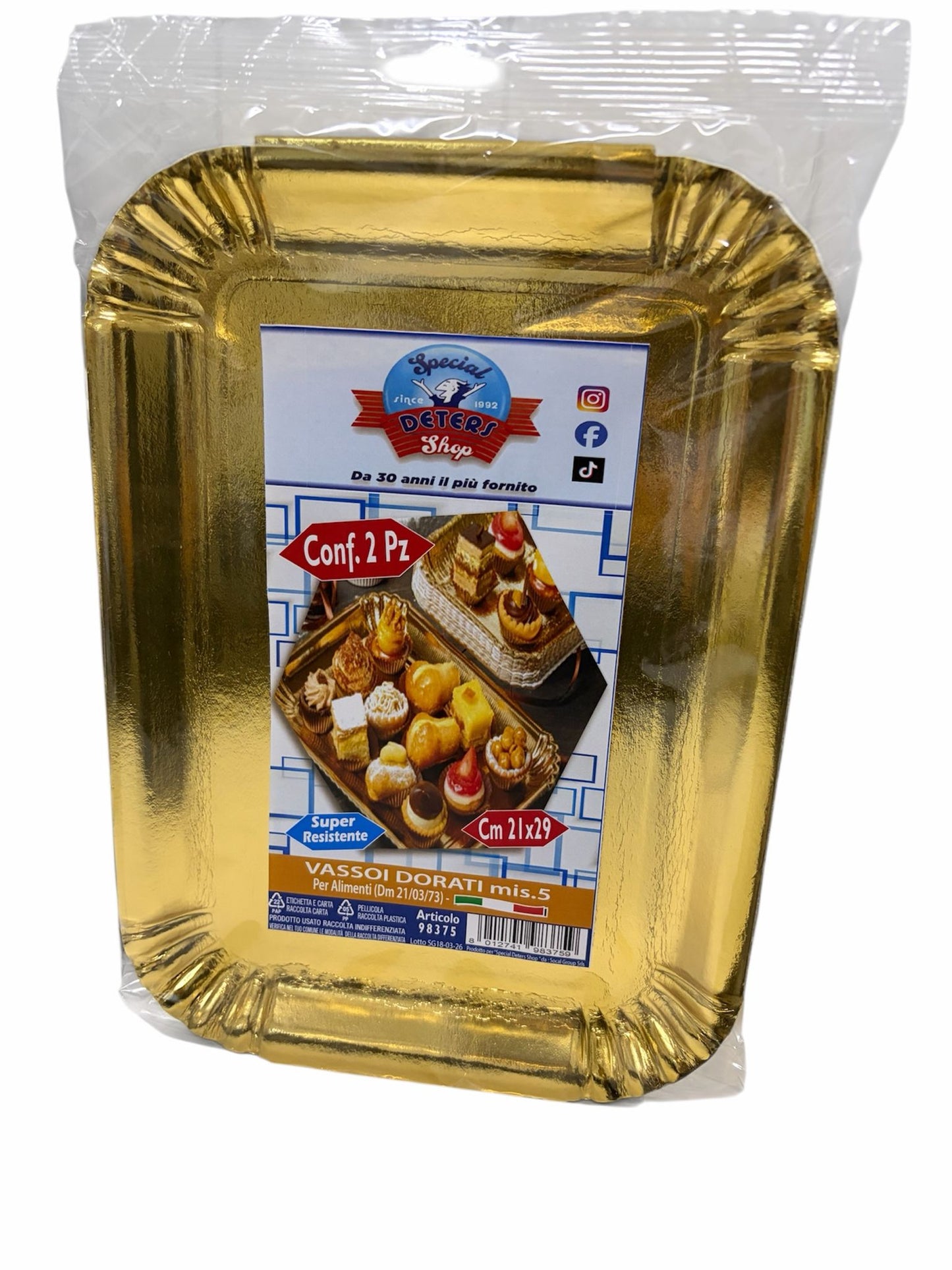 SDS VASSOI DORATI MIS.5 CM.21X29 2PZ ART.98375