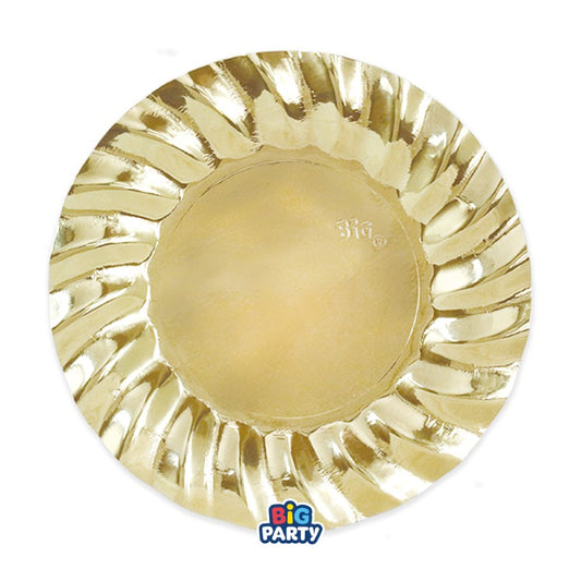 BIG PARTY 6 PIATTI FONDI CM.24 WAVY ORO METAL