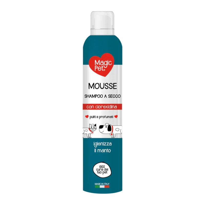 MAGIC PET MOUSSE SHAMPOO A SECCO PER CANI E GATTI 300ML CLOREXIDINA