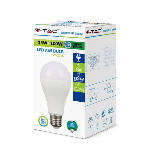 V-TAC LED A65 BULB 15W=90W 6500K