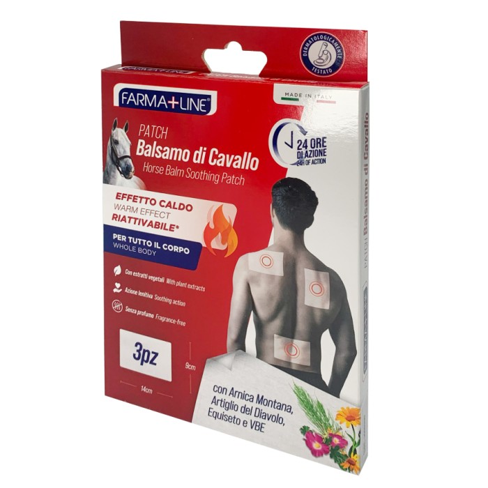 FARMALINE PATCH BALSAMO DI CAVALLO CM.9X14 3PZ EFFETTO CALDO PER TUTTO IL CORPO