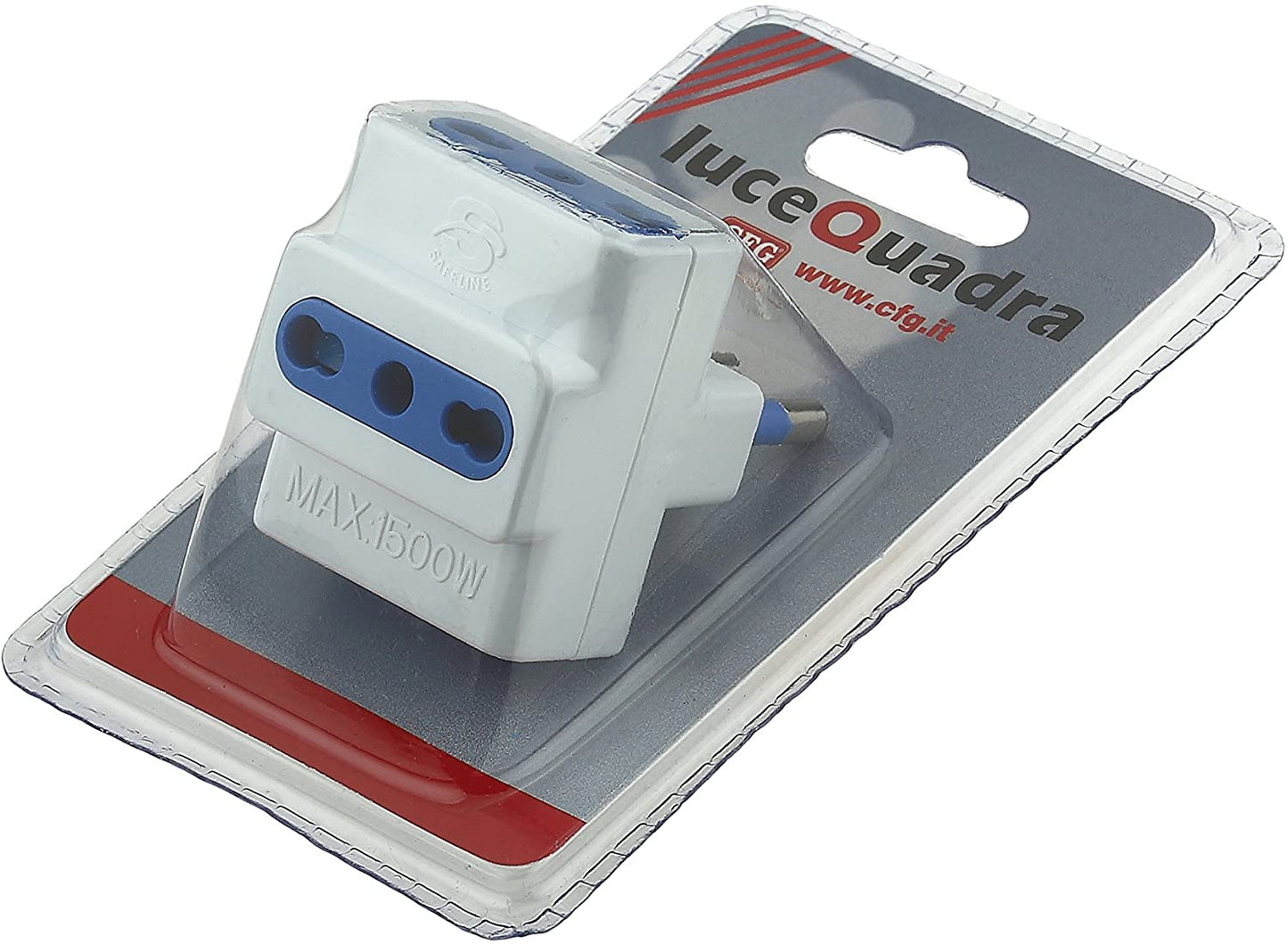 CFG LUCEQUADRA ADATTATORE MULTIPLO 16A 3 PRESE BIPASSO