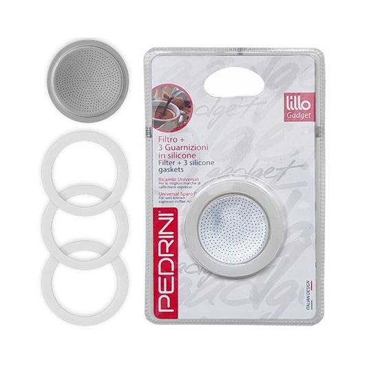 PEDRINI RICAMBIO CAFFETTIERA FILTRO + 3 GUARNIZIONI 6 TAZZE