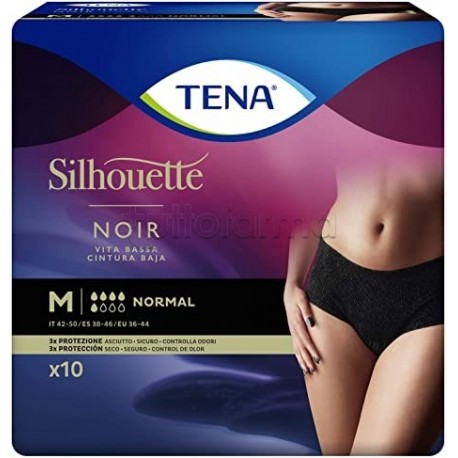 TENA SILHOUETTE NOIR NORMAL M X10