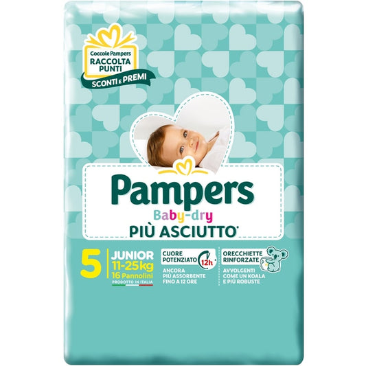 PAMPERS BABY DRY 5 JUNIOR X16