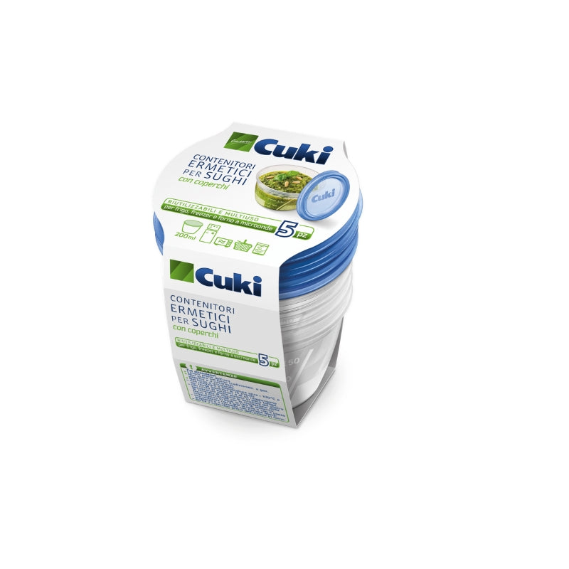 CUKI CONTENITORI ERMETICI PER SUGHI CON COPERCHI 0,20L 5PZ