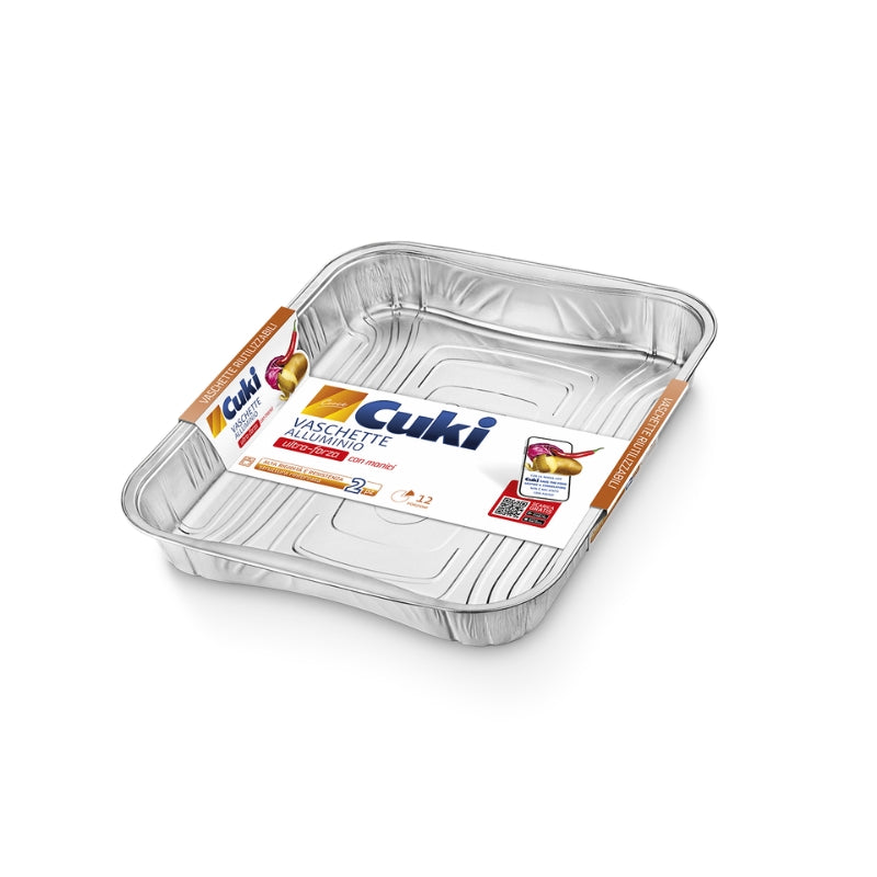 CUKI VASCHETTE ALLUMINIO ULTRA-FORZA CON MANICI 12 PORZIONI 2PZ RSM74