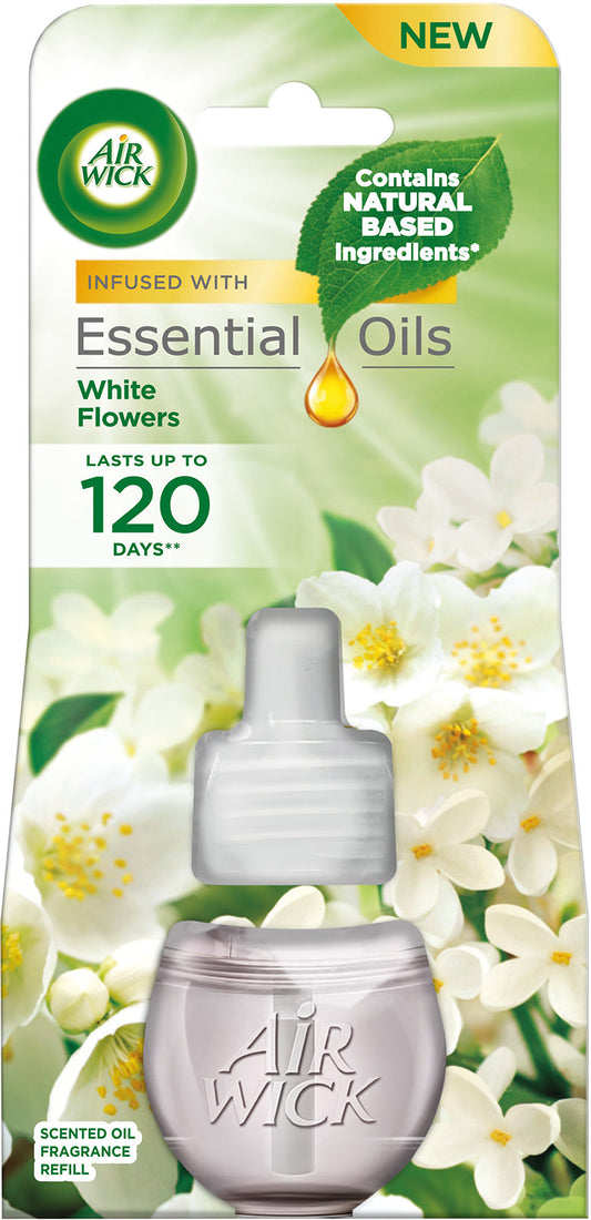 AIR WICK RICARICA ELETTRICO 19ML ESSENTIAL OILS FIORI BIANCHI
