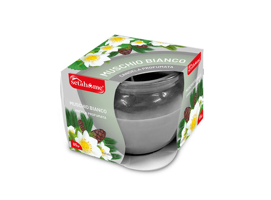 SETABLU HOME CANDELA PROFUMATA SHRINK IN VETRO 70GR MUSCHIO BIANCO
