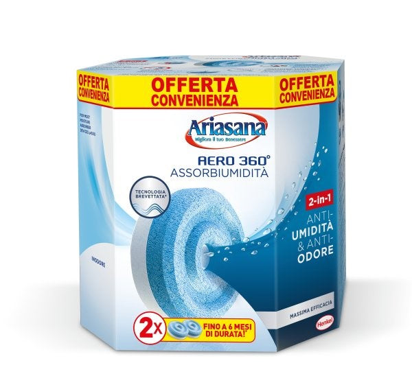 ARIASANA AERO 360 ASSORBIUMIDITA' TAB 2X450G ANTI-UMIDITA' & ANTI-ODORE INODORE