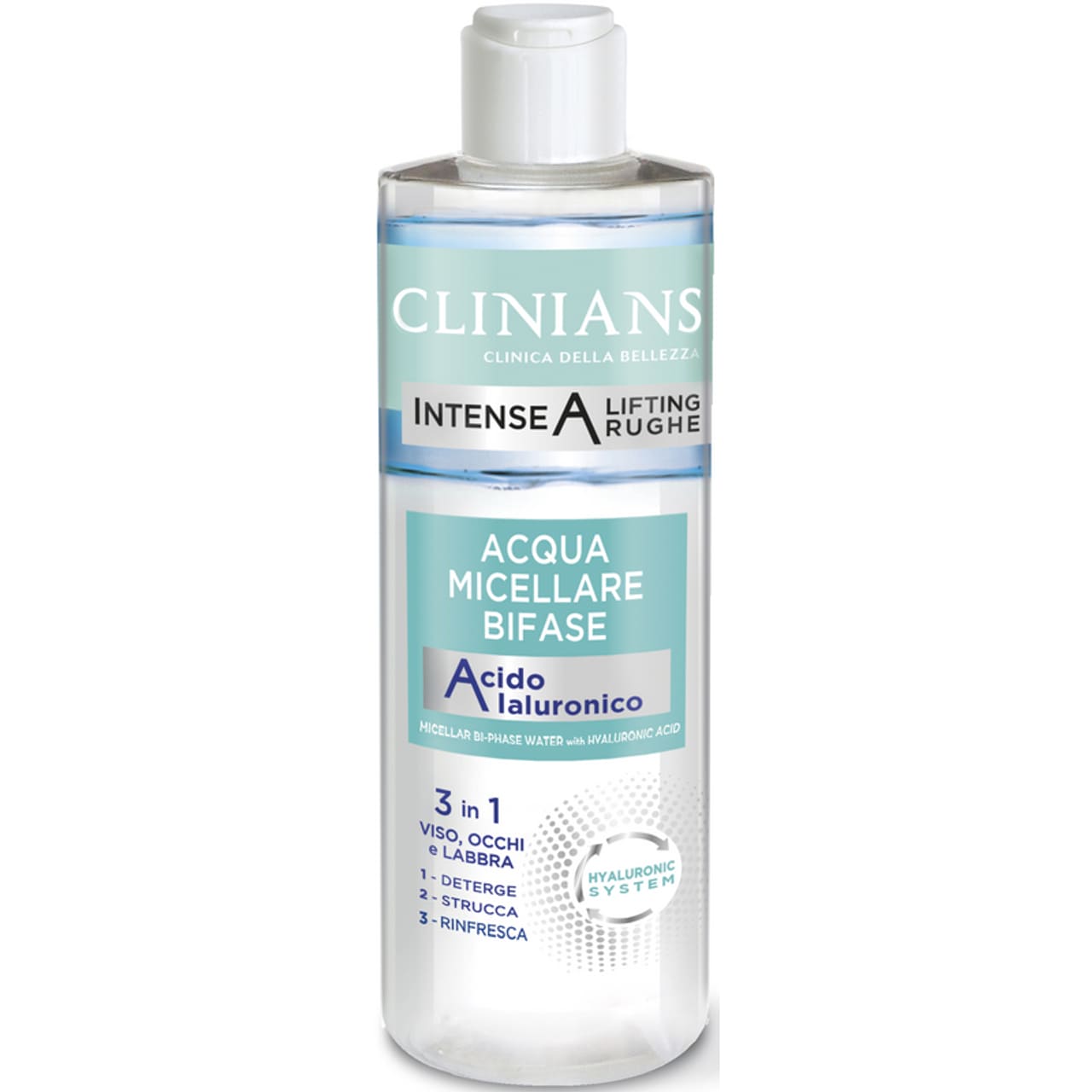 CLINIANS INTENSE A LIFTING RUGHE ACQUA MICELLARE BIFASE 3IN1 400ML ACIDO IALURONICO
