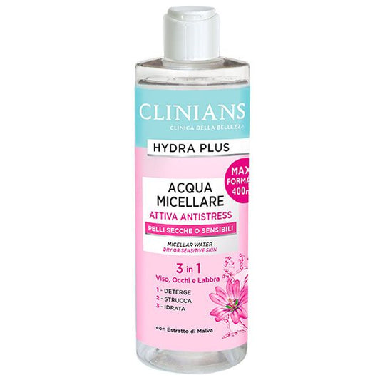 CLINIANS HYDRA PLUS ACQUA MICELLARE 3IN1 400ML ATTIVA ANTISTRESS PELLI SECCHE O SENSIBILI