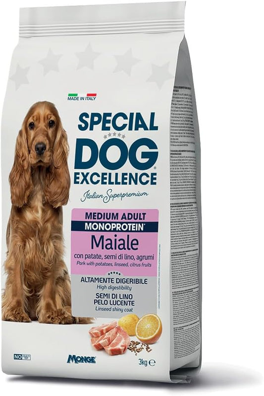 SPECIAL DOG EXCELLENCE CROCCANTINI 3KG MEDIUM ADULT MONOPROTEIN MAIALE CON PATATE,SEMI DI LINO,AGRUMI