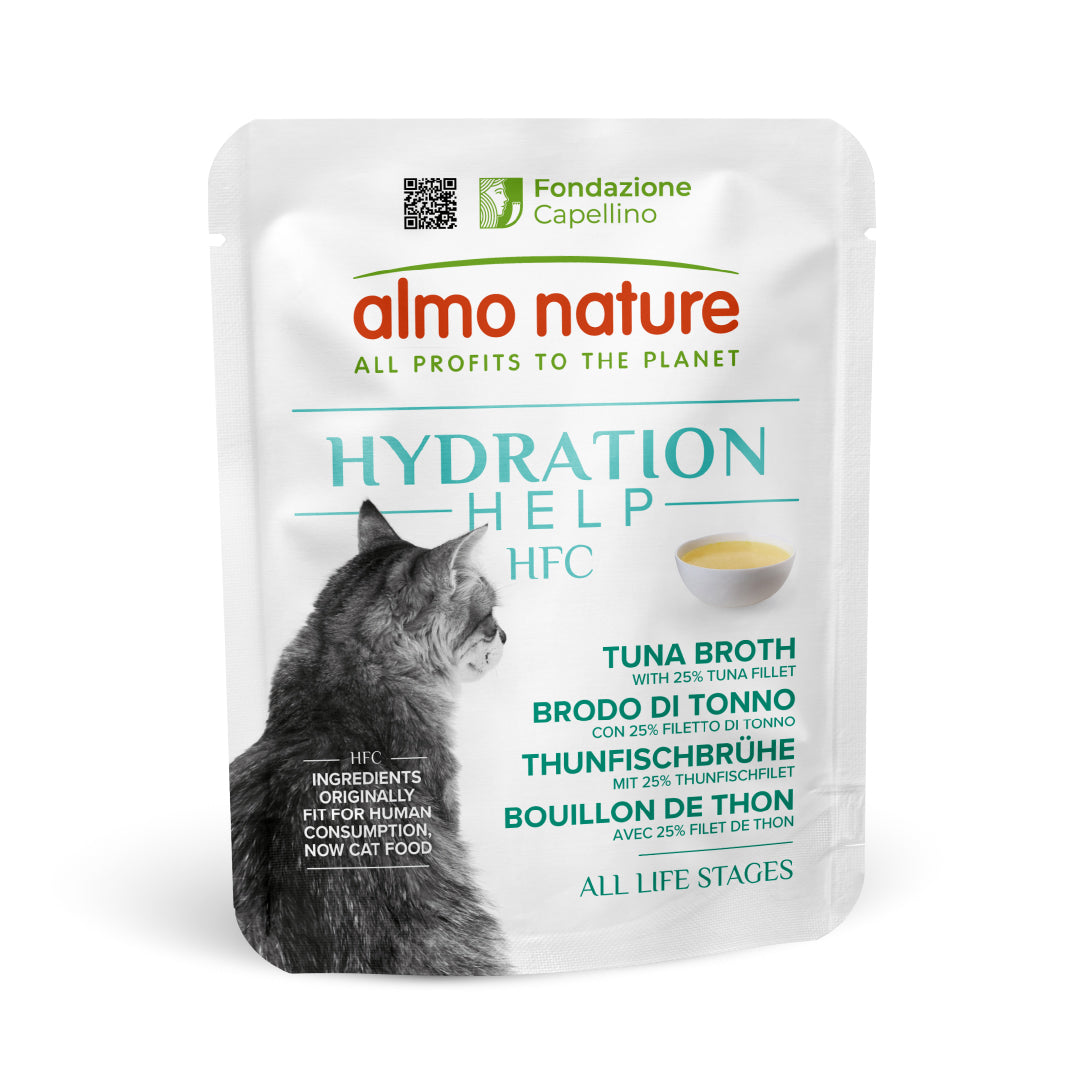 ALMO NATURE HYDRATION HELP HFC GATTO 50G BRODO DI TONNO CON 25% FILETTO DI TONNO