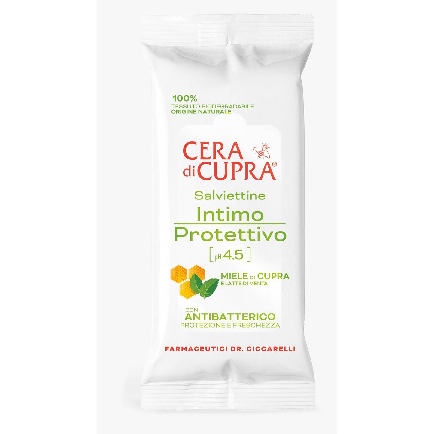 CERA DI CUPRA SALVIETTINE INTIME 12PZ INTIMO PROTETTIVO PH 4.5 MIELE DI CUPRA E LATTE DI MENTA CON ANTIBATTERICO