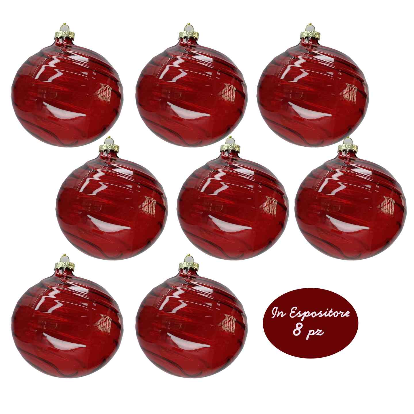 KASAVIVA NATALE SFERA VETRO CLEAR RED CM.10