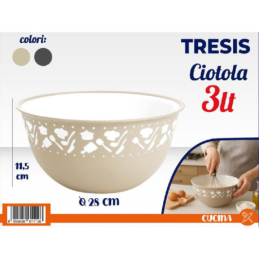 TRESIS KITCHEN CIOTOLA 3L CM.28X11,5H COLORI ASSORTITI