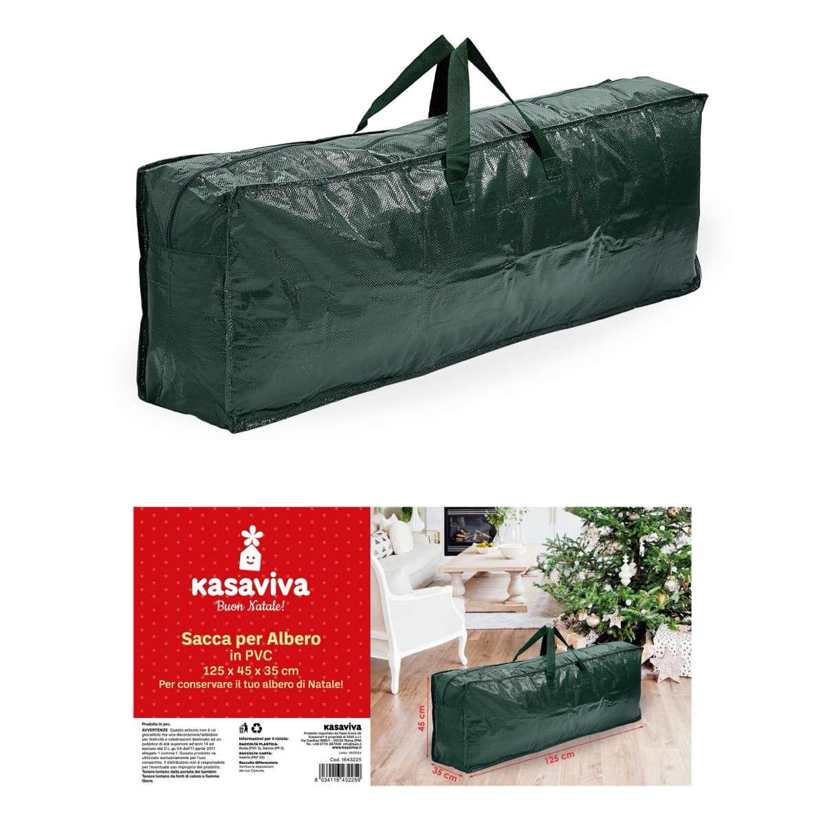 KASAVIVA NATALE SACCA PER ALBERO IN PVC CM.125X45X35