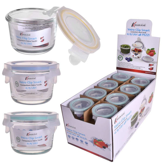 KASAVIVA VETRO CLIP SMART 0,15L CONTENITORE VETRO TONDO