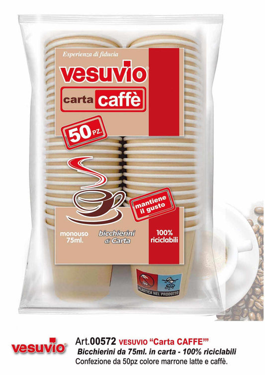 VESUVIO CARTA CAFFE' BICCHIERINI DI CARTA MONOUSO 75ML 50PZ AVANA ART.00572