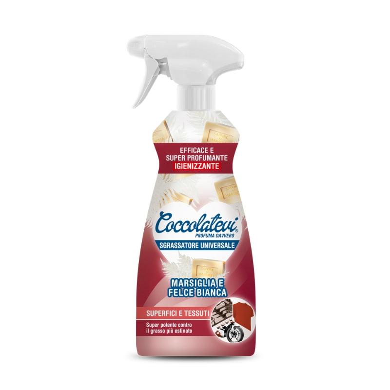 COCCOLATEVI SGRASSATORE UNIVERSALE SUPERFICI E TESSUTI SPRAY 625ML MARSIGLIA E FELCE BIANCA