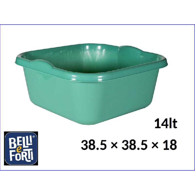 BELLI E FORTI BACINELLA QUADRATA CM.38,5X38,5X18 14L VERDE