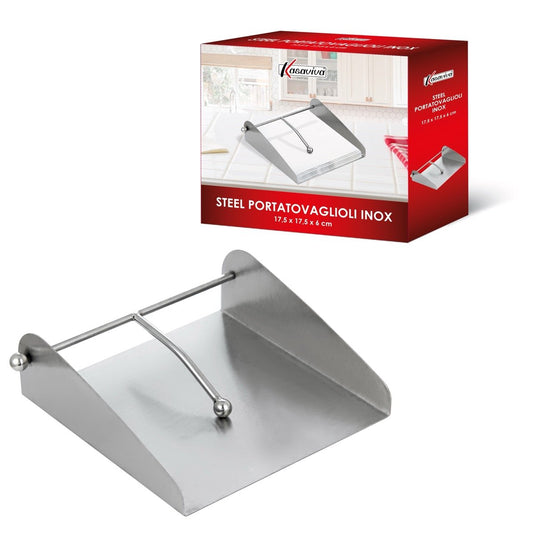 KASAVIVA STEEL PORTA TOVAGLIOLI INOX CM.17X5X17,5X6H