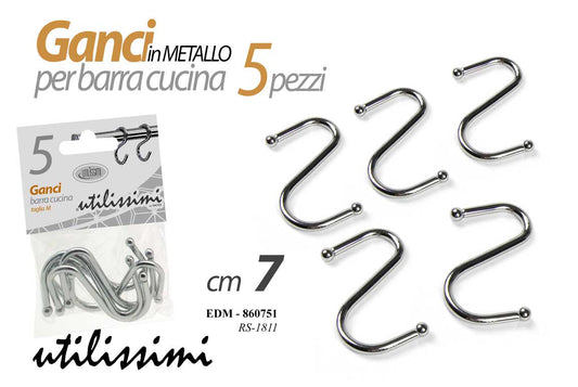 GICOS GANCI IN METALLO PER BARRA CUCINA CM.7 5PZ