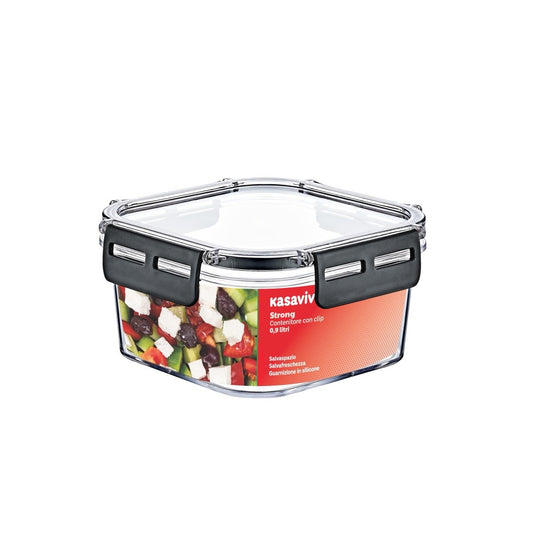 KASAVIVA STRONG CONTENITORE QUADRATO CON CLIP 0,9L