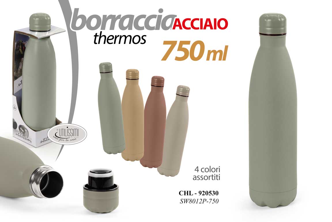 GICOS BOTTIGLIA THERMOS ACCIAIO 750ML COLORI ASSORTITI CHL-920530