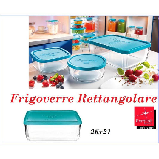 BORMIOLI FRIGOVERRE RETTANGOLARE CM.26X21 COPERCHIO AZZURRO