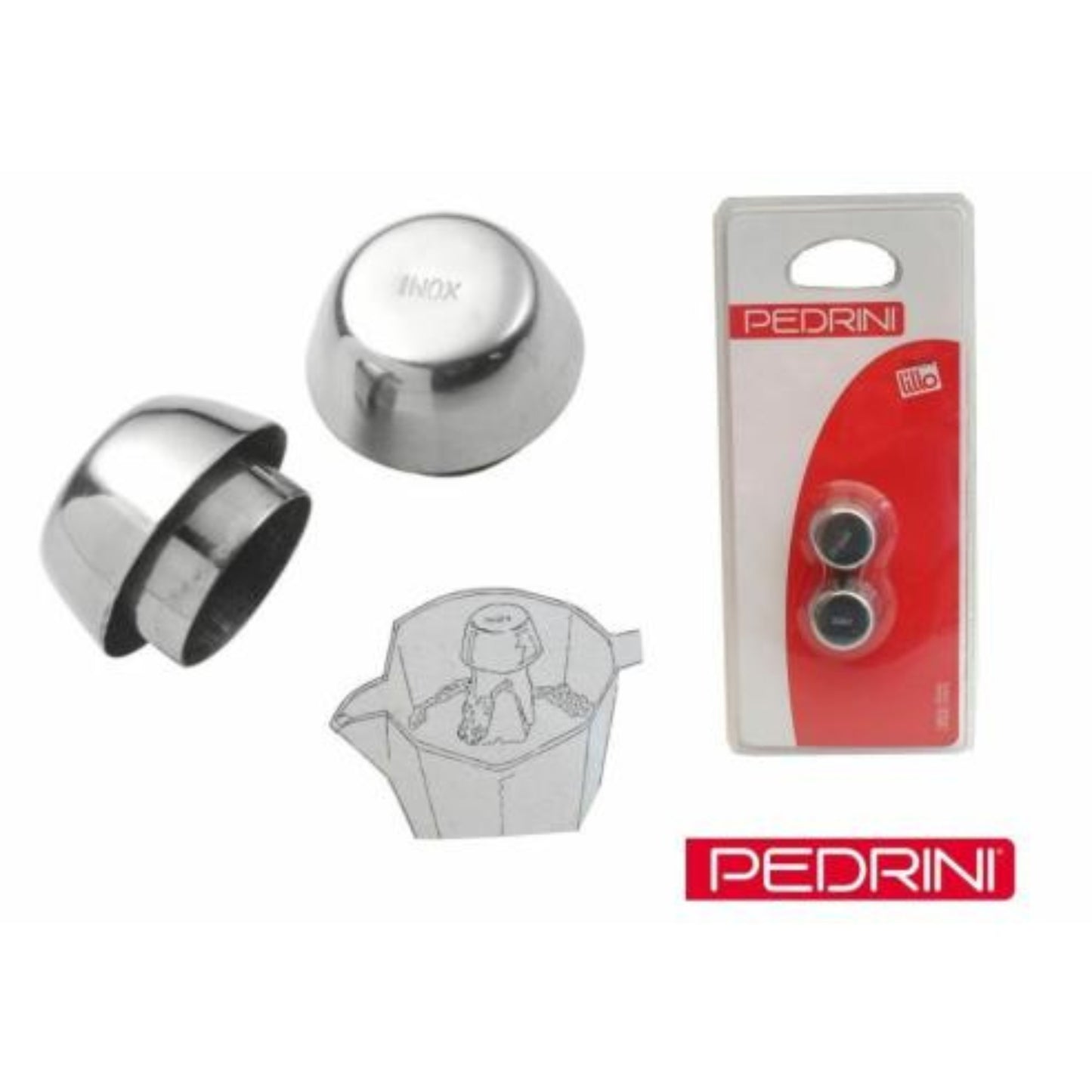 PEDRINI LILLO GADJET PARASPRUZZI INOX PER CAFFETTIERE 2PZ