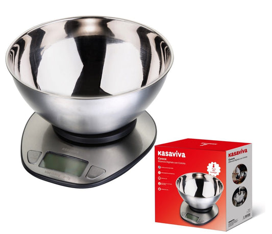 KASAVIVA CUOCA BILANCIA DIGITALE 5KG CON CIOTOLA INOX