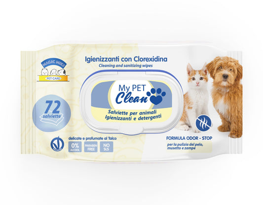 CLENDY MY PET CLEAN SALVIETTE PER ANIMALI 72PZ IGIENIZZANTI CON CLOREXIDINA