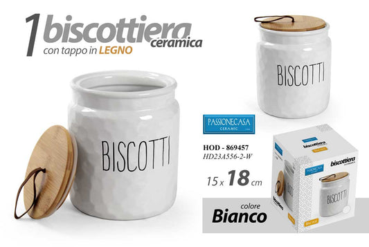GICOS BISCOTTIERA CERAMICA CON TAPPO IN LEGNO CM.15X18