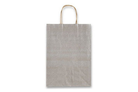 SHOPPER CARTA MANICO RITORTO 22+10X29 ARGENTO