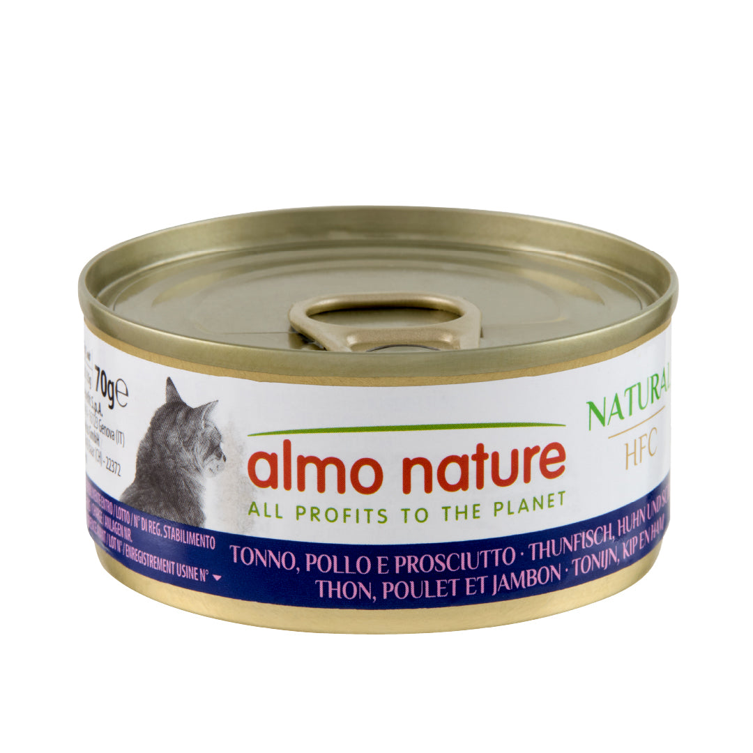 ALMO NATURE NATURAL HFC GATTO 70G TONNO,POLLO E PROSCIUTTO