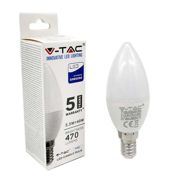 V-TAC LED CANDLE BULB OLIVA 5,5=40W 6400K