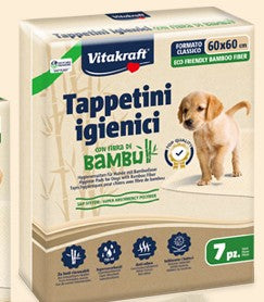 VITAKRAFT TAPPETINI IGIENICI CON FIBRA DI BAMBU' 60X60 7PZ