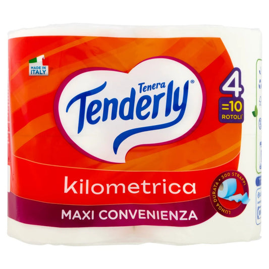 TENDERLY CARTA IGIENICA KILOMETRICA 2 VELI 4 ROTOLI LUNGHISSIMI