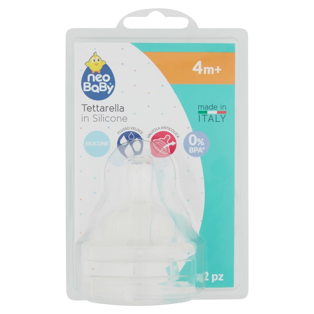 NEOBABY TETTARELLA IN SILICONE 4M+ 2PZ FLUSSO VELOCE