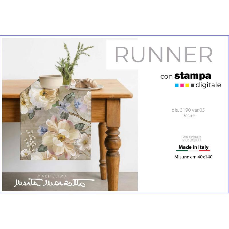 MARTA MARZOTTO RUNNER DESIRE DIS.3190 VAR.05 CM.40X140 BEIGE