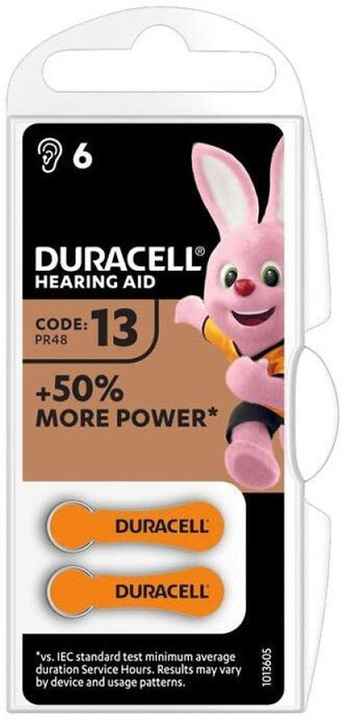 DURACELL HEARING AID CODE: 13 PR48 1,45V ZINC AIR 6PZ