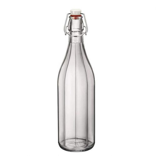 BOTTIGLIA COSTOLATA 1L VETRO CON TAPPO MECCANICO