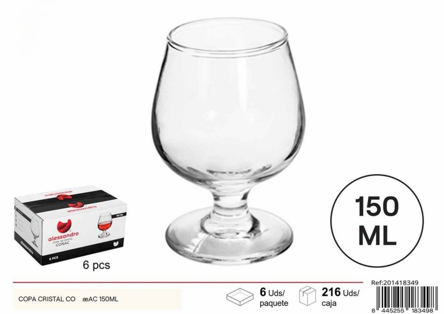 PLASTICOS VIDAL ALESSANDRO BICCHIERE COGNAC 150ML 6PZ
